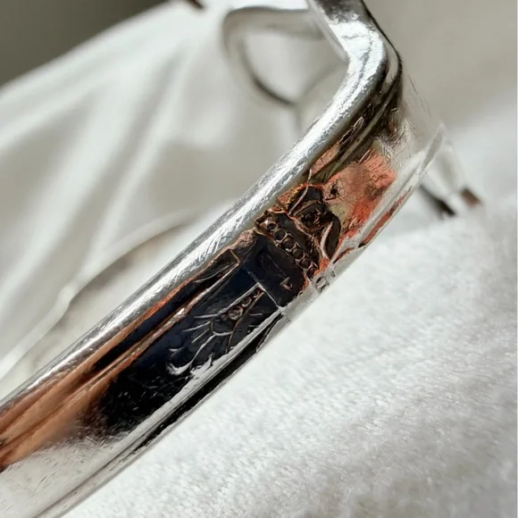 Sterling Silver Plate Sculptural Fork-Form First Love Coachella Cuff Bracelet - Picture 2 of 16